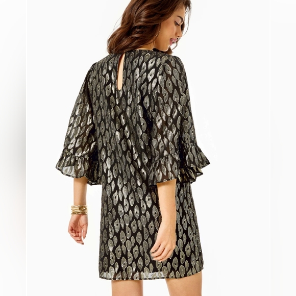 Lilly Pulitzer Dresses & Skirts - NWT Lilly Pulitzer Black Metallic Francis Shift Silk Dress. XS